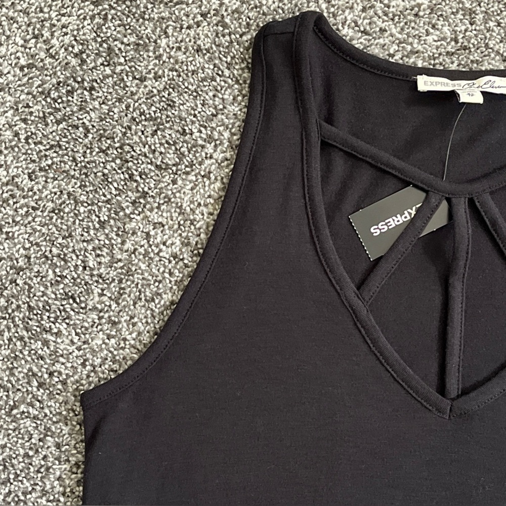 NWT Express One Eleven Strappy Black Tank Top Shirt Size XS Side Slits - Picture 7 of 13